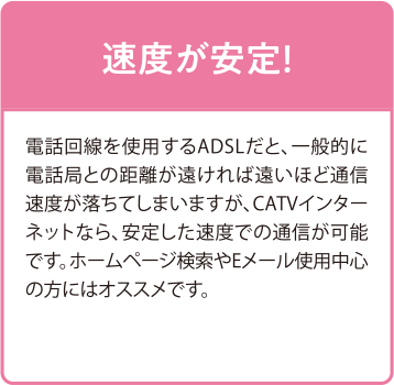 速度が安定！