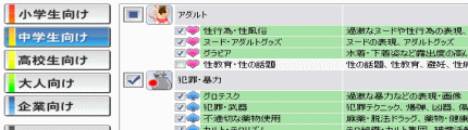 フィルタリングカテゴリの設定